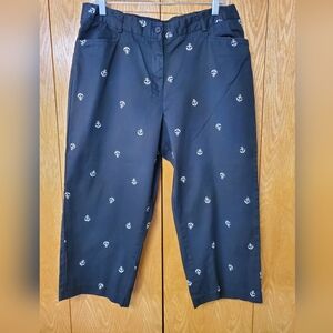 🍁 3/$30 EUC Counterparts Black With White Anchor Print Women'a Pants